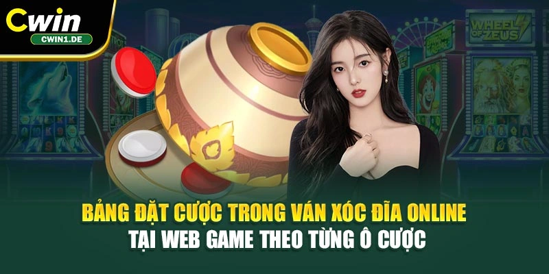Bảng đặt cược trong ván xóc đĩa online tại web game theo từng ô cược